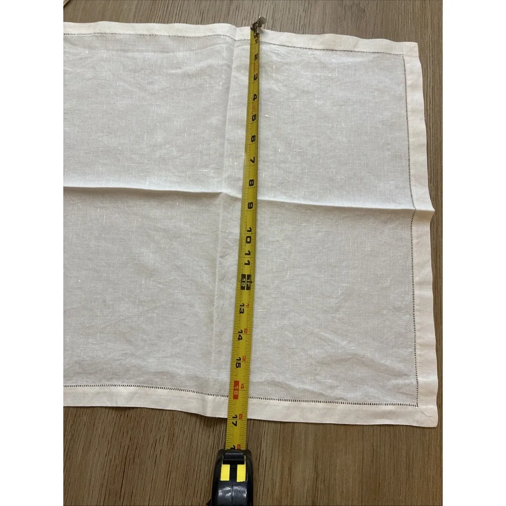 Sferra Cream Linen Dinner Napkins Hemstitched 17x17.5